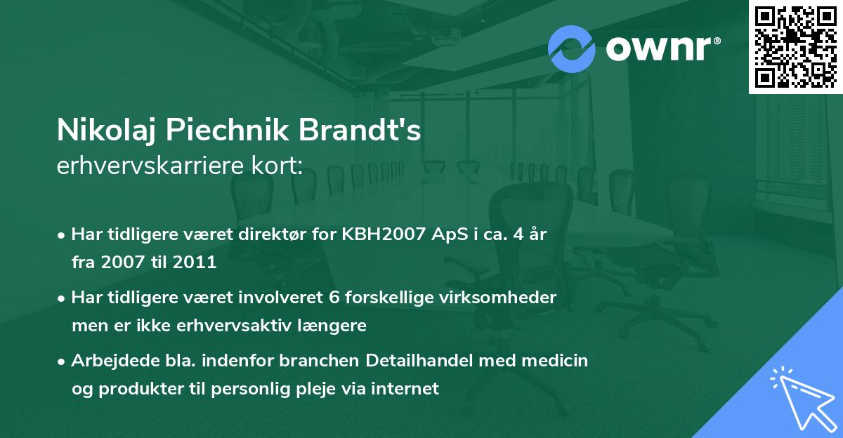 Nikolaj Piechnik Brandt's erhvervskarriere kort