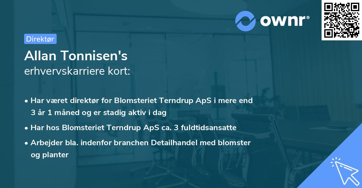 Allan Tonnisen's erhvervskarriere kort
