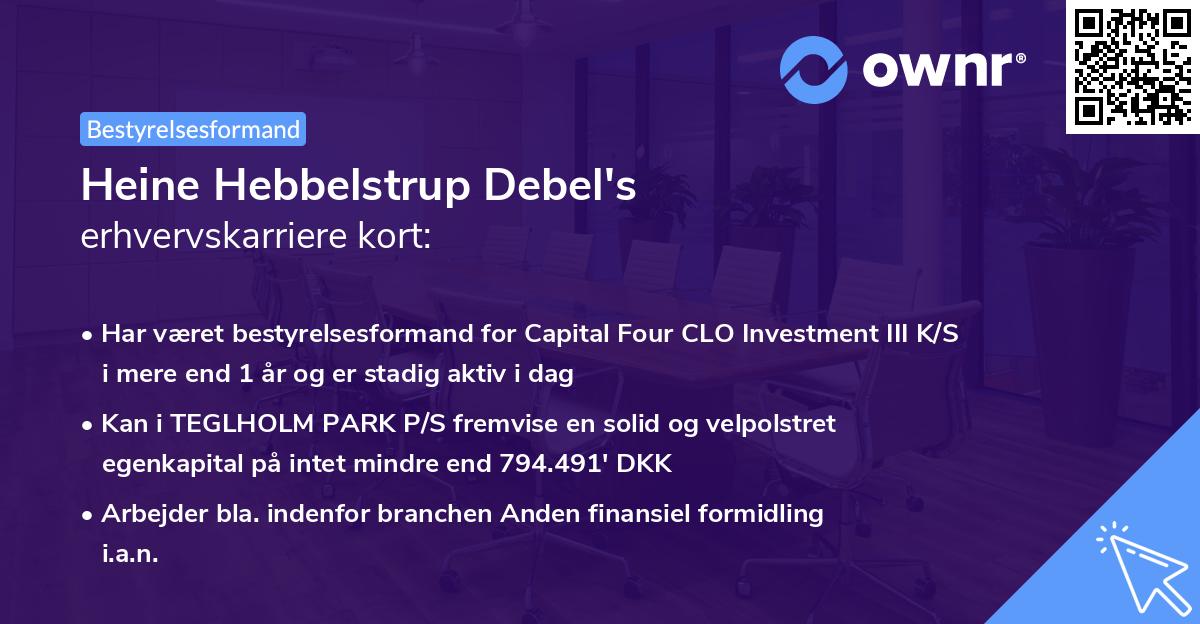 Heine Hebbelstrup Debel's erhvervskarriere kort