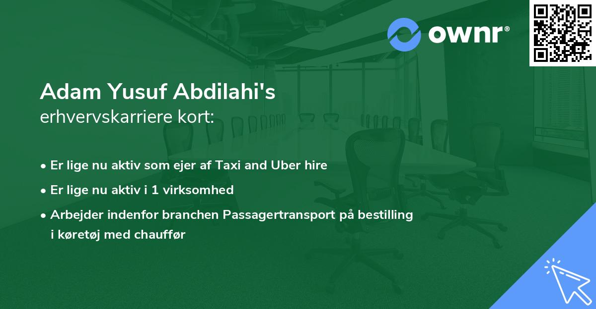 Adam Yusuf Abdilahi's erhvervskarriere kort