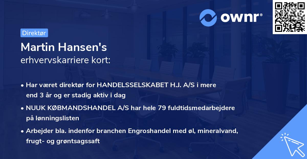 Martin Hansen's erhvervskarriere kort