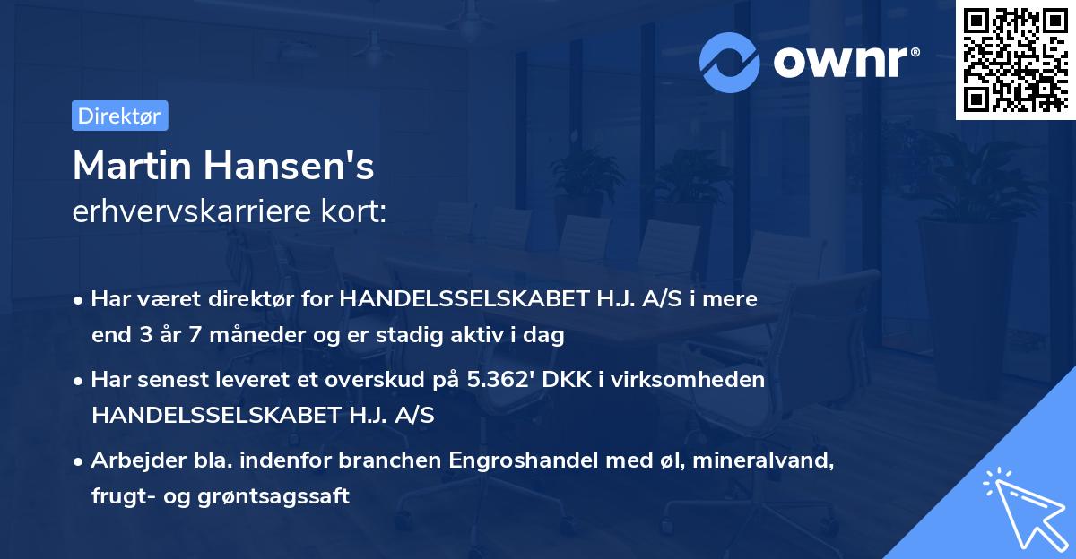 Martin Hansen's erhvervskarriere kort