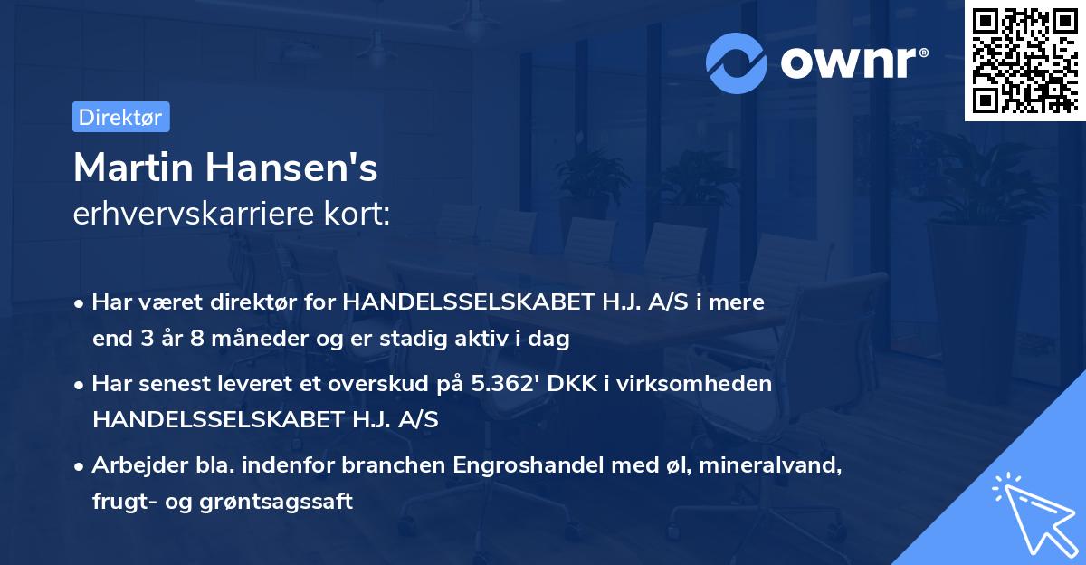 Martin Hansen's erhvervskarriere kort