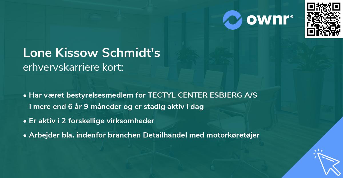 Lone Kissow Schmidt's erhvervskarriere kort