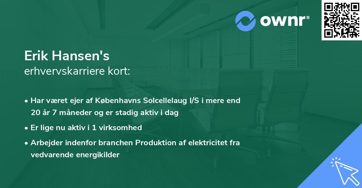 Erik Hansen's erhvervskarriere kort