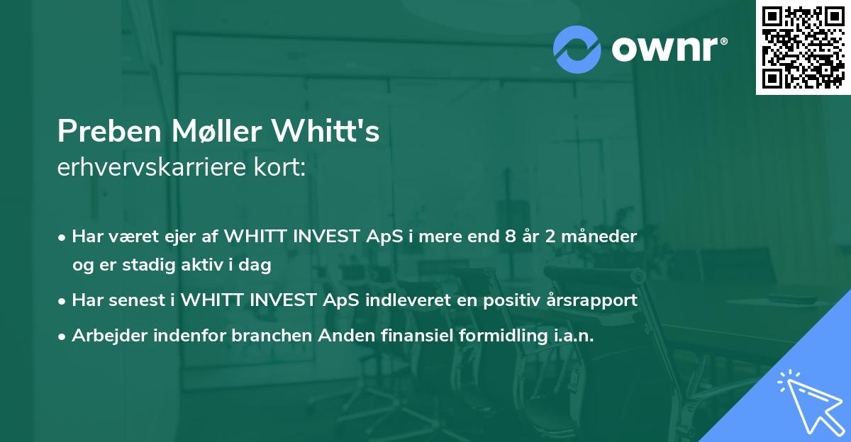 Preben Møller Whitt's erhvervskarriere kort