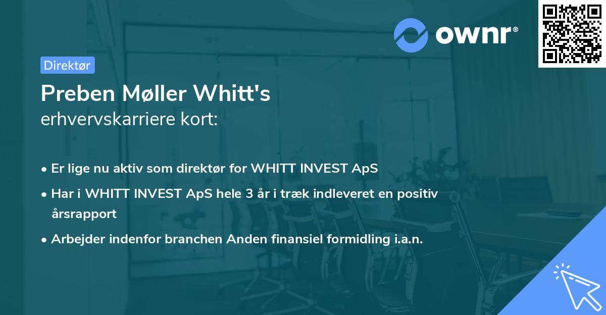 Preben Møller Whitt's erhvervskarriere kort