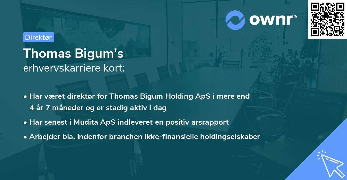 Thomas Bigum's erhvervskarriere kort