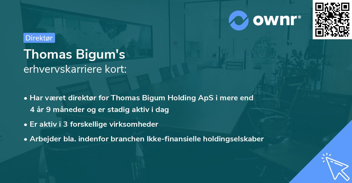 Thomas Bigum's erhvervskarriere kort