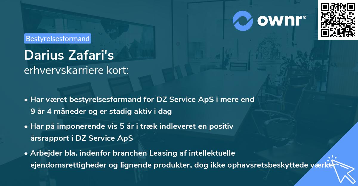 Darius Zafari's erhvervskarriere kort