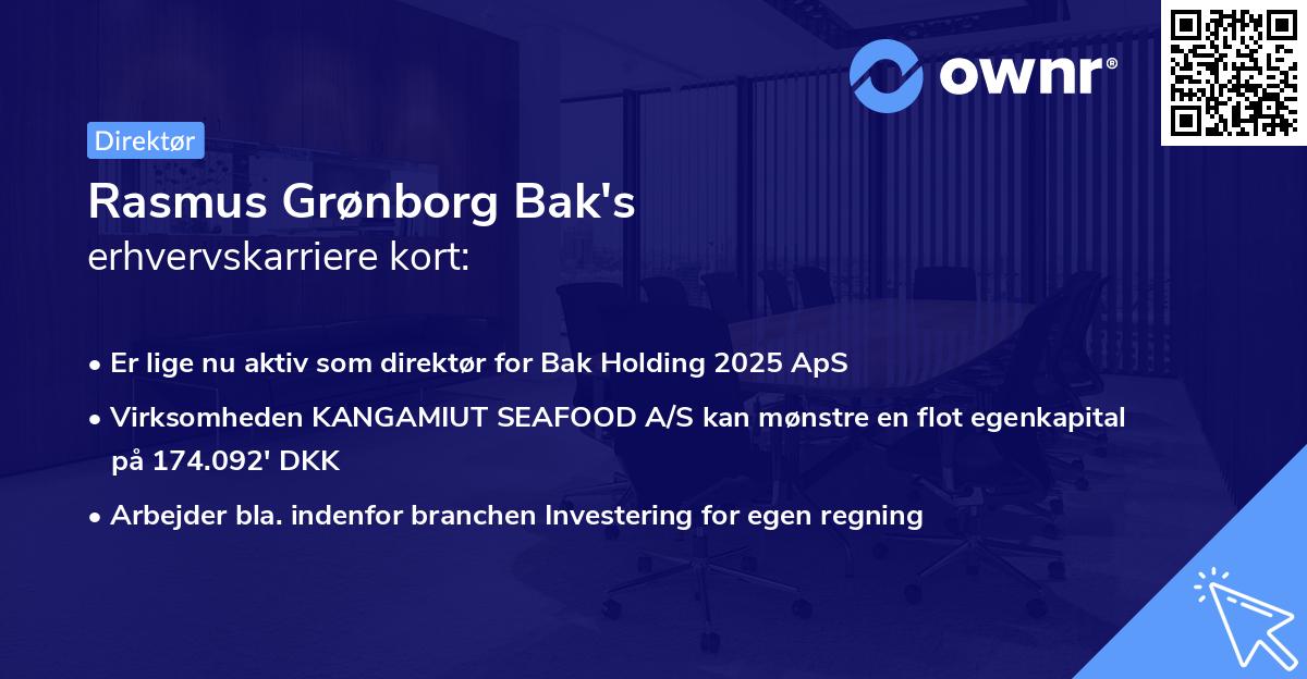 Rasmus Grønborg Bak's erhvervskarriere kort