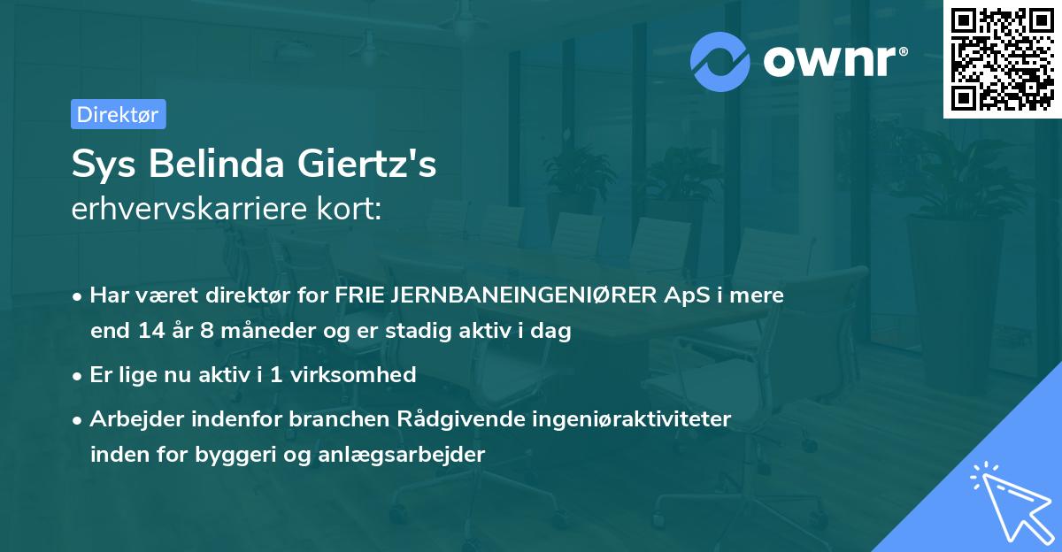Sys Belinda Giertz's erhvervskarriere kort