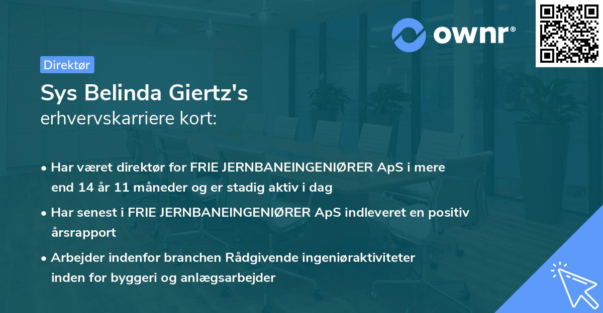 Sys Belinda Giertz's erhvervskarriere kort