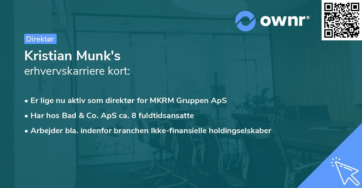 Kristian Munk's erhvervskarriere kort