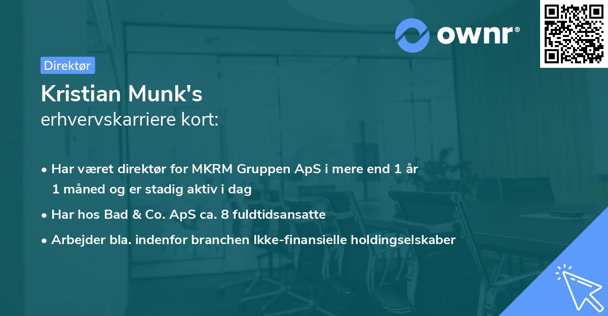 Kristian Munk's erhvervskarriere kort
