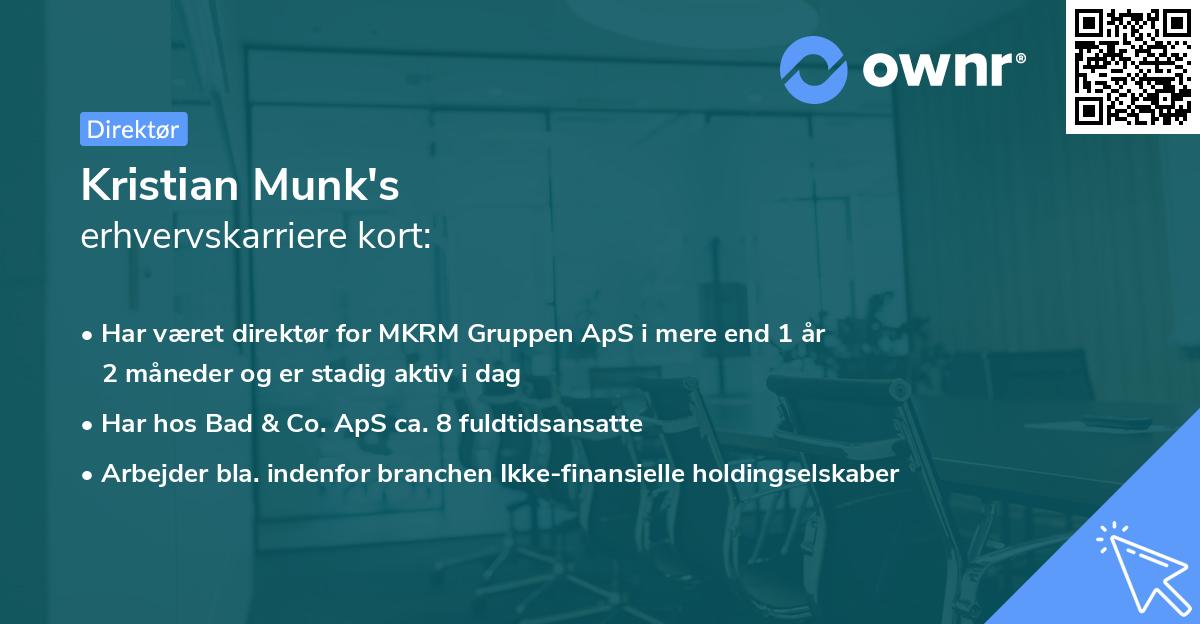 Kristian Munk's erhvervskarriere kort