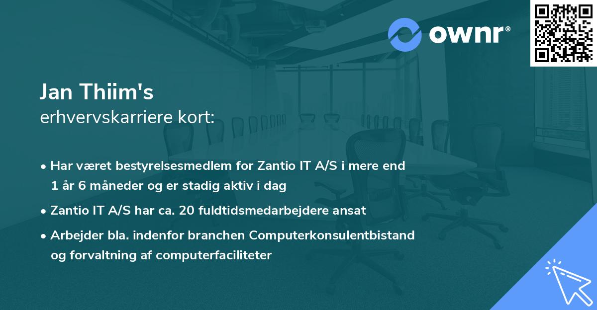 Jan Thiim's erhvervskarriere kort