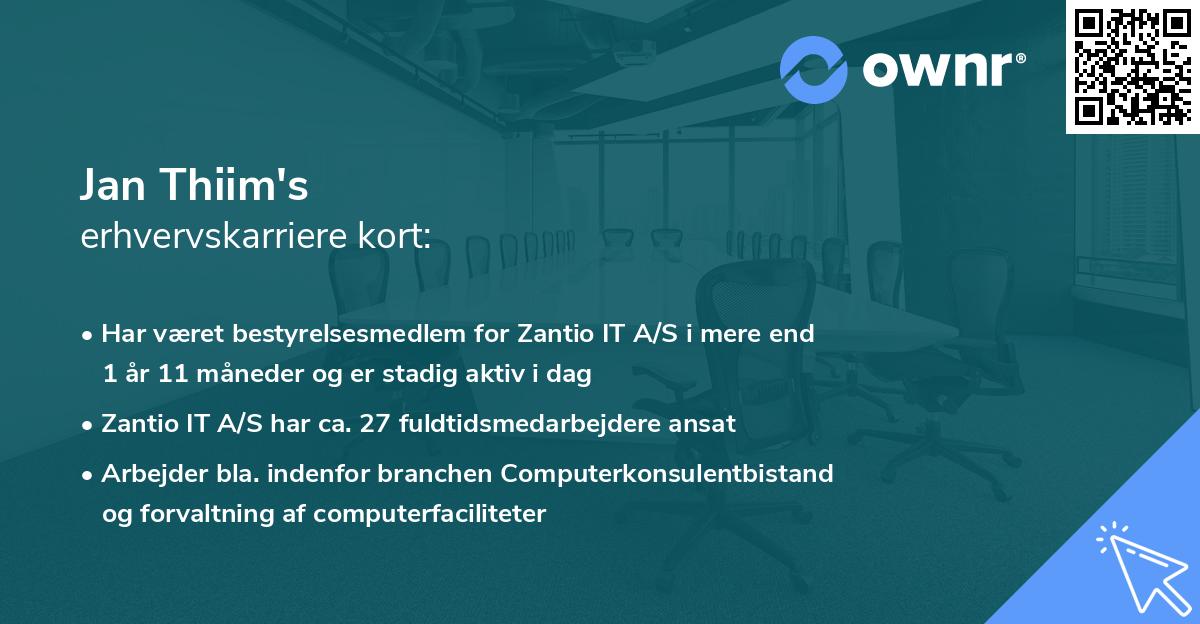 Jan Thiim's erhvervskarriere kort