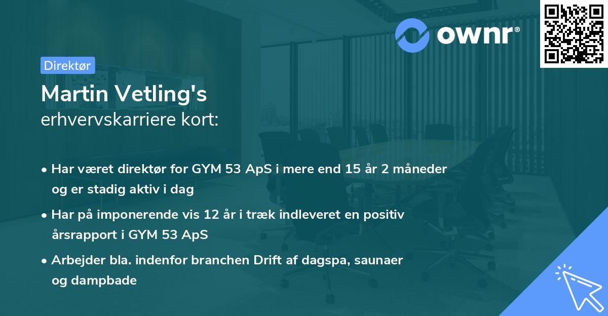 Martin Vetling's erhvervskarriere kort