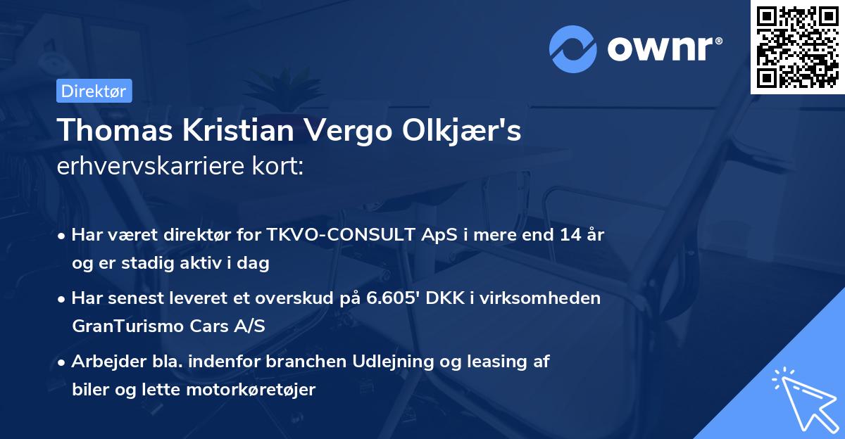 Thomas Kristian Vergo Olkjær's erhvervskarriere kort