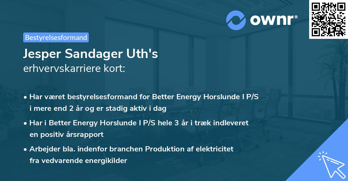 Jesper Sandager Uth's erhvervskarriere kort
