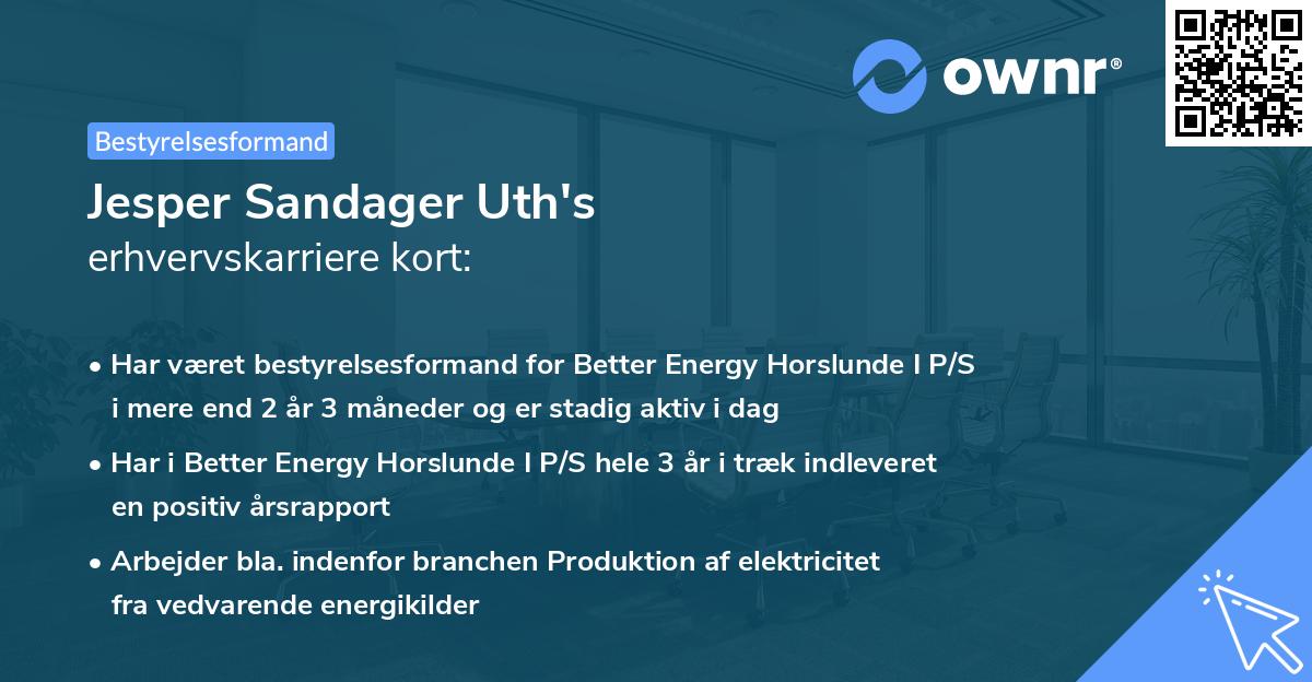 Jesper Sandager Uth's erhvervskarriere kort