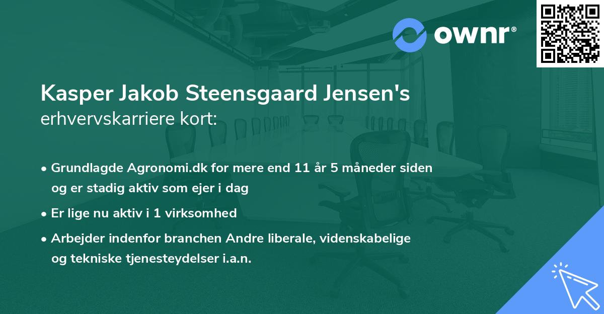 Kasper Jakob Steensgaard Jensen's erhvervskarriere kort