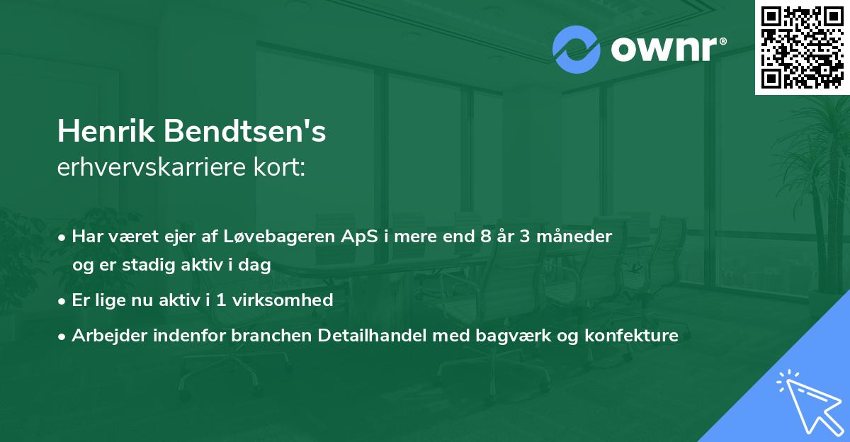 Henrik Bendtsen's erhvervskarriere kort