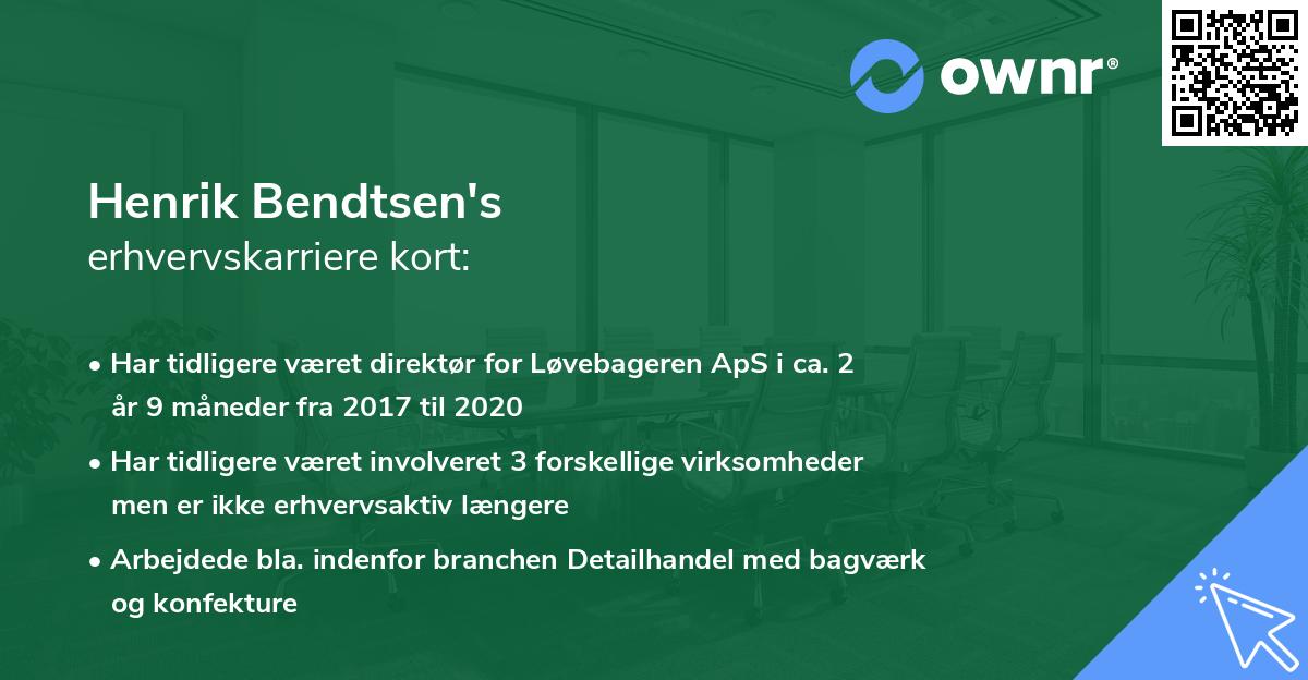 Henrik Bendtsen's erhvervskarriere kort