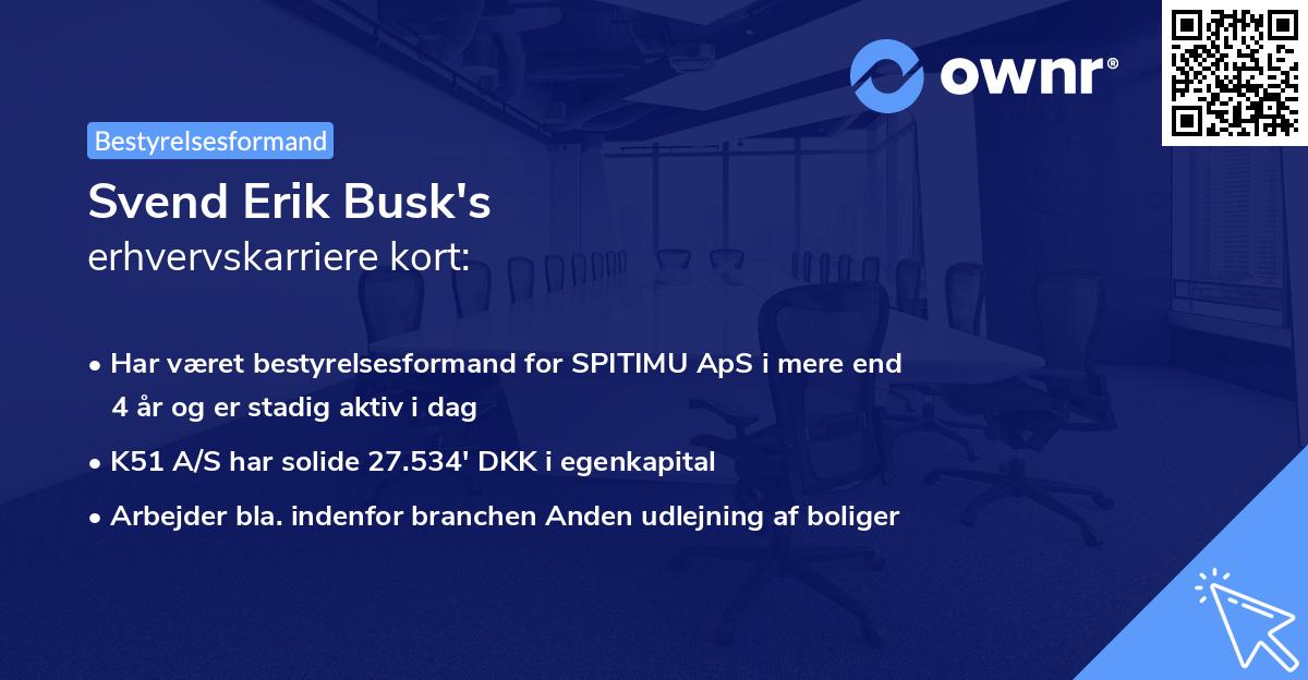 Svend Erik Busk's erhvervskarriere kort