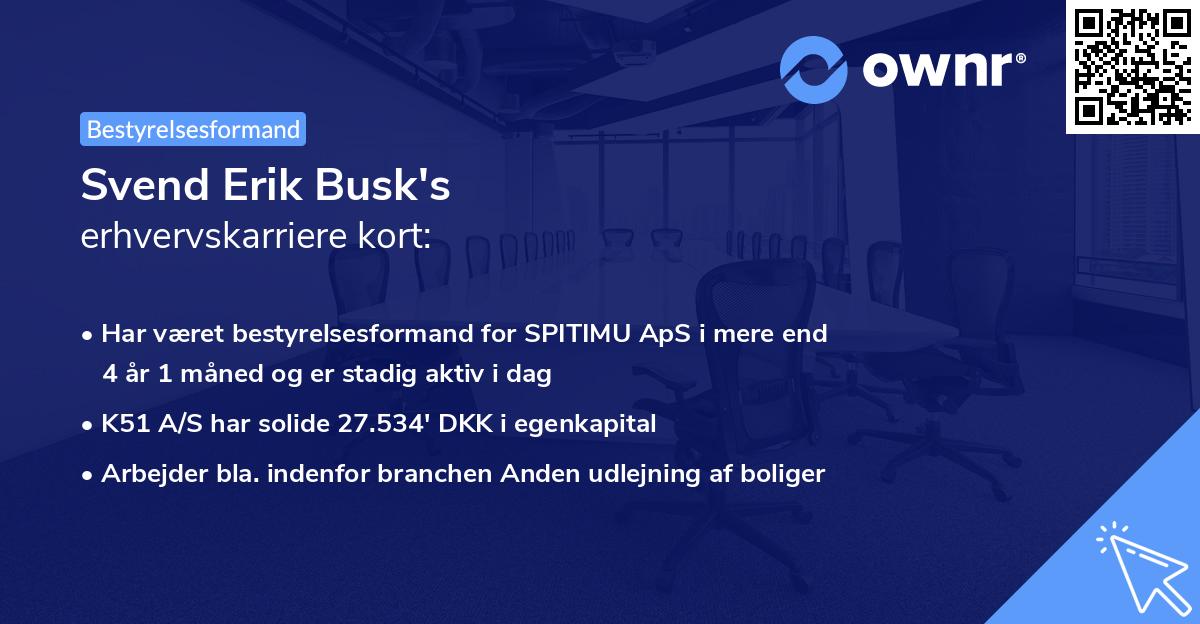 Svend Erik Busk's erhvervskarriere kort