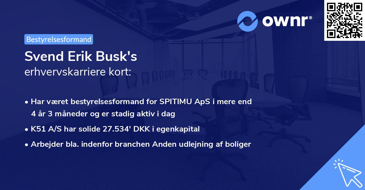 Svend Erik Busk's erhvervskarriere kort