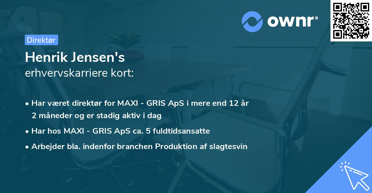Henrik Jensen's erhvervskarriere kort
