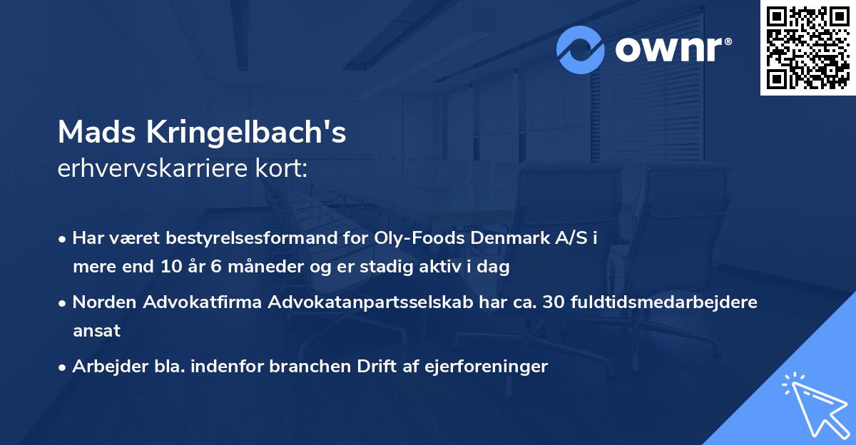 Mads Kringelbach's erhvervskarriere kort