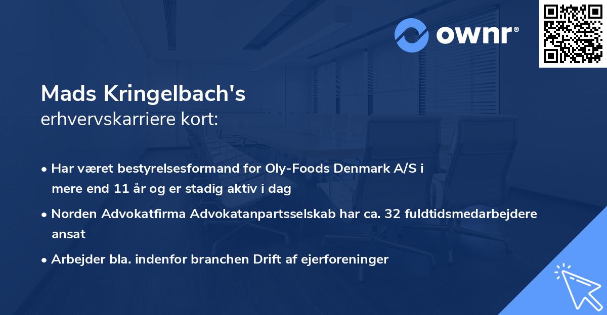 Mads Kringelbach's erhvervskarriere kort