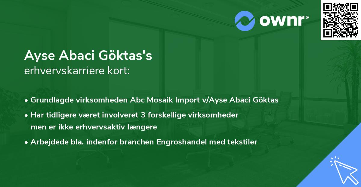 Ayse Abaci Göktas's erhvervskarriere kort