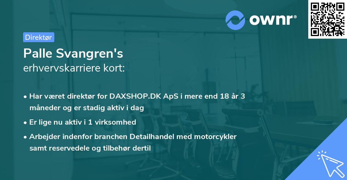 Palle Svangren's erhvervskarriere kort