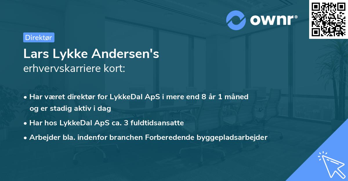 Lars Lykke Andersen's erhvervskarriere kort
