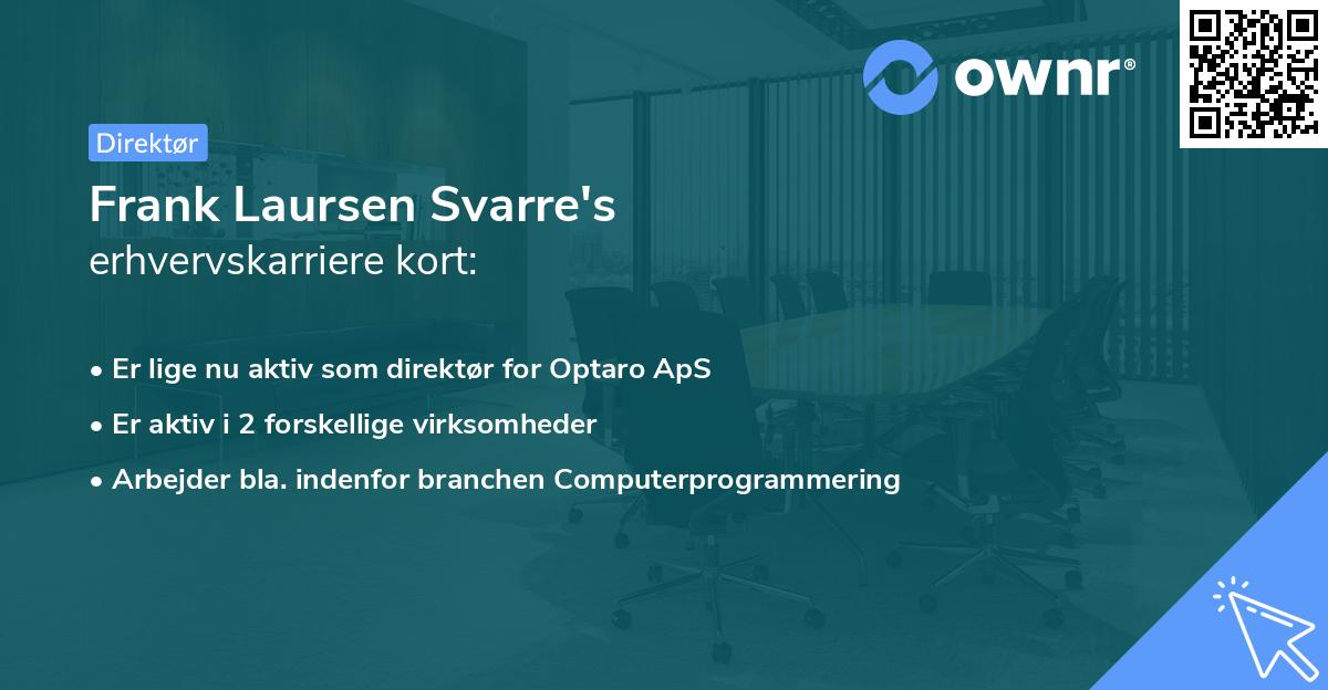 Frank Laursen Svarre's erhvervskarriere kort