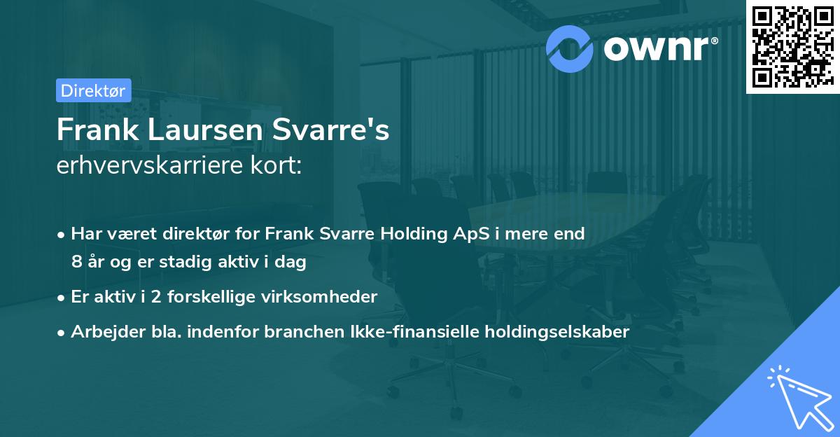 Frank Laursen Svarre's erhvervskarriere kort