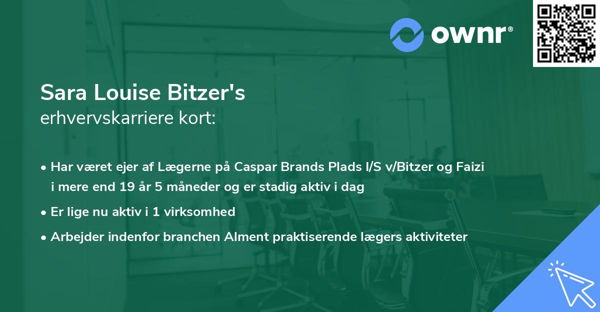 Sara Louise Bitzer's erhvervskarriere kort