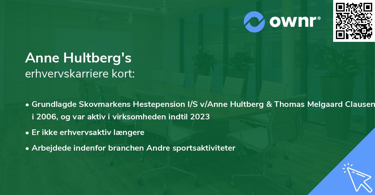 Anne Hultberg's erhvervskarriere kort