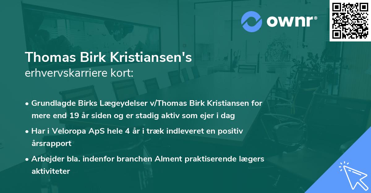Thomas Birk Kristiansen's erhvervskarriere kort