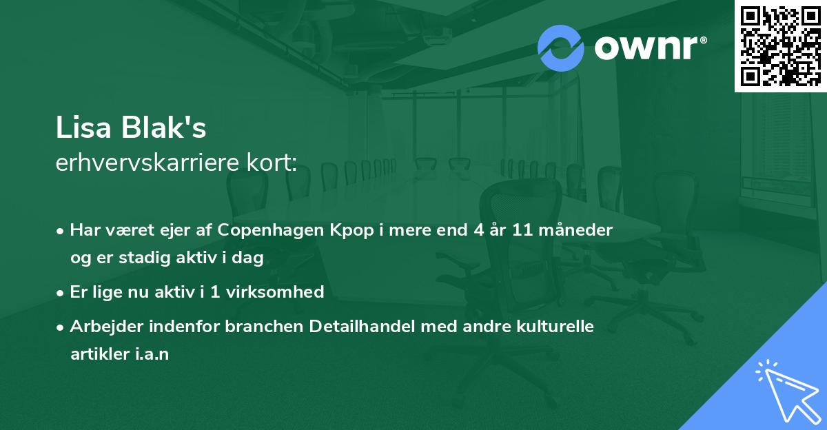 Lisa Blak's erhvervskarriere kort