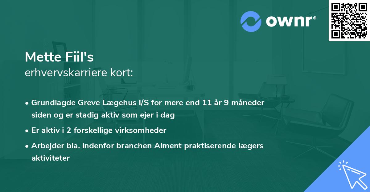 Mette Fiil's erhvervskarriere kort