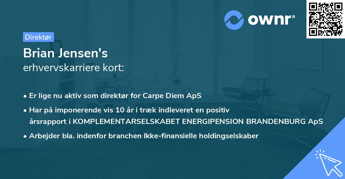 Brian Jensen's erhvervskarriere kort