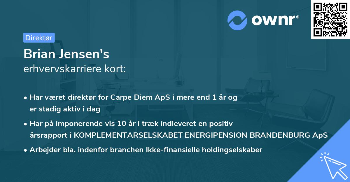 Brian Jensen's erhvervskarriere kort