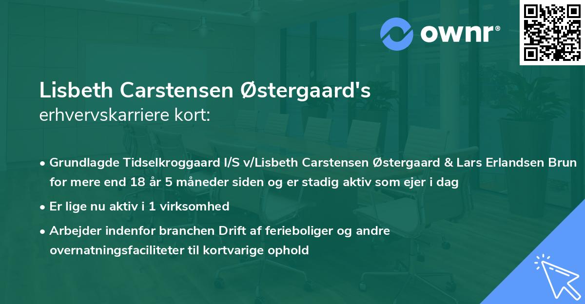 Lisbeth Carstensen Østergaard's erhvervskarriere kort