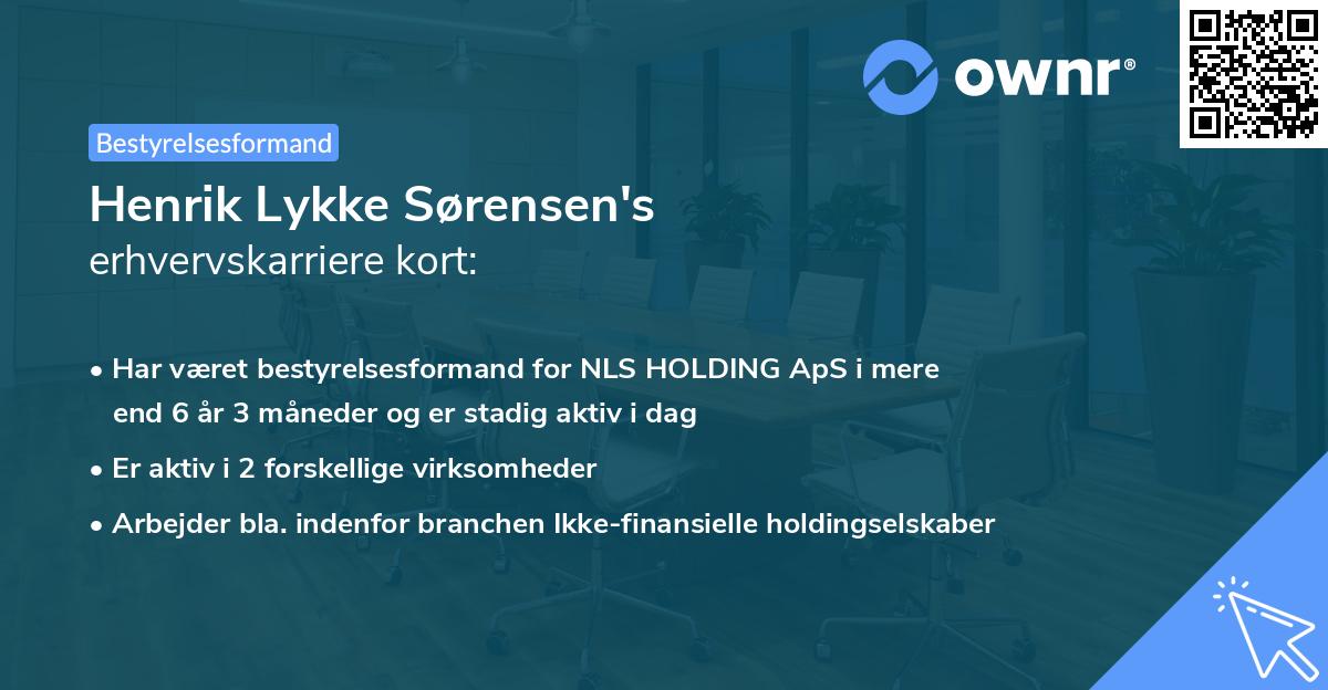 Henrik Lykke Sørensen's erhvervskarriere kort