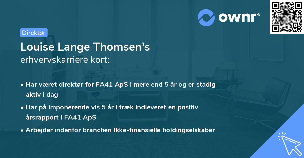 Louise Lange Thomsen's erhvervskarriere kort